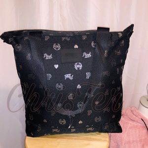 VS PINK TOTE PURE BLACK FOIL NEW WITH TAG